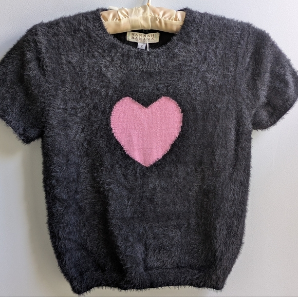 NWT ... Hannah Banana Tween( Size 16) Fuzzy Heart Sweater - Picture 3 of 6